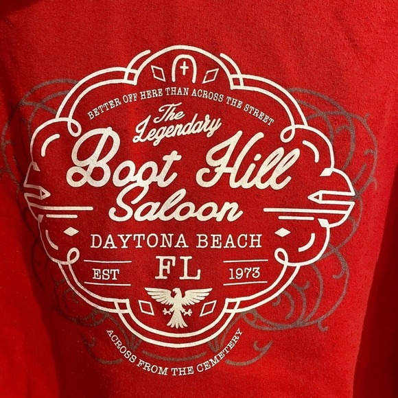 Boot Hill Saloon Large Sweatshirt Jacket Red Graphic Hooded 2016 Bike We… - Picture 4 of 6
